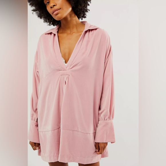 Free People Dresses & Skirts - Free People Tessa Mini Dress Pink Nectar Velvet Size Small NWT
